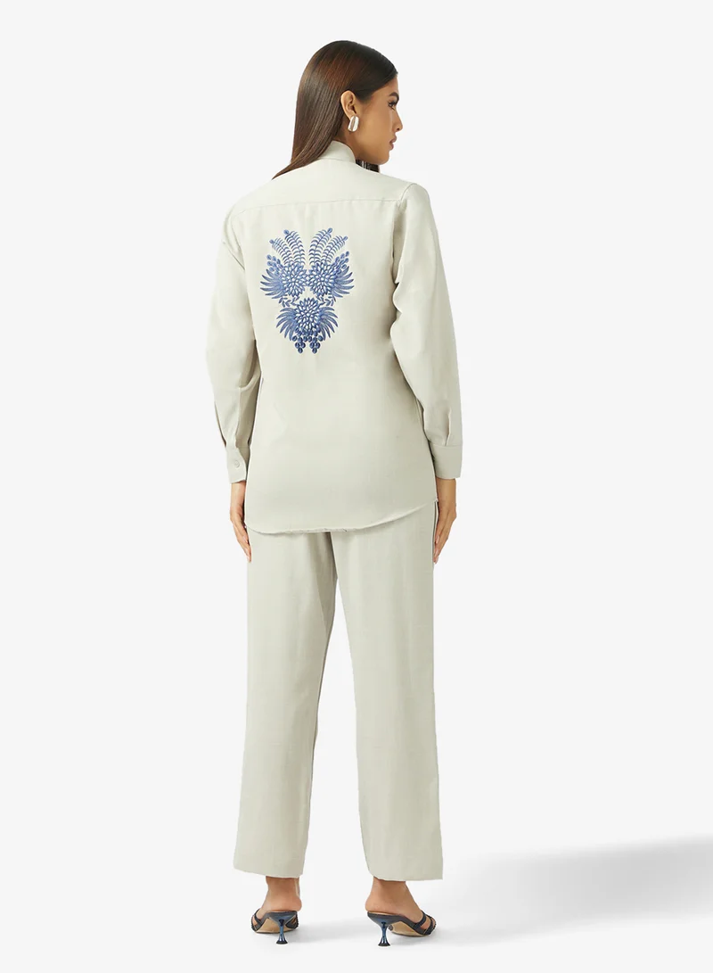 hayas closet Printed blouse and pants set